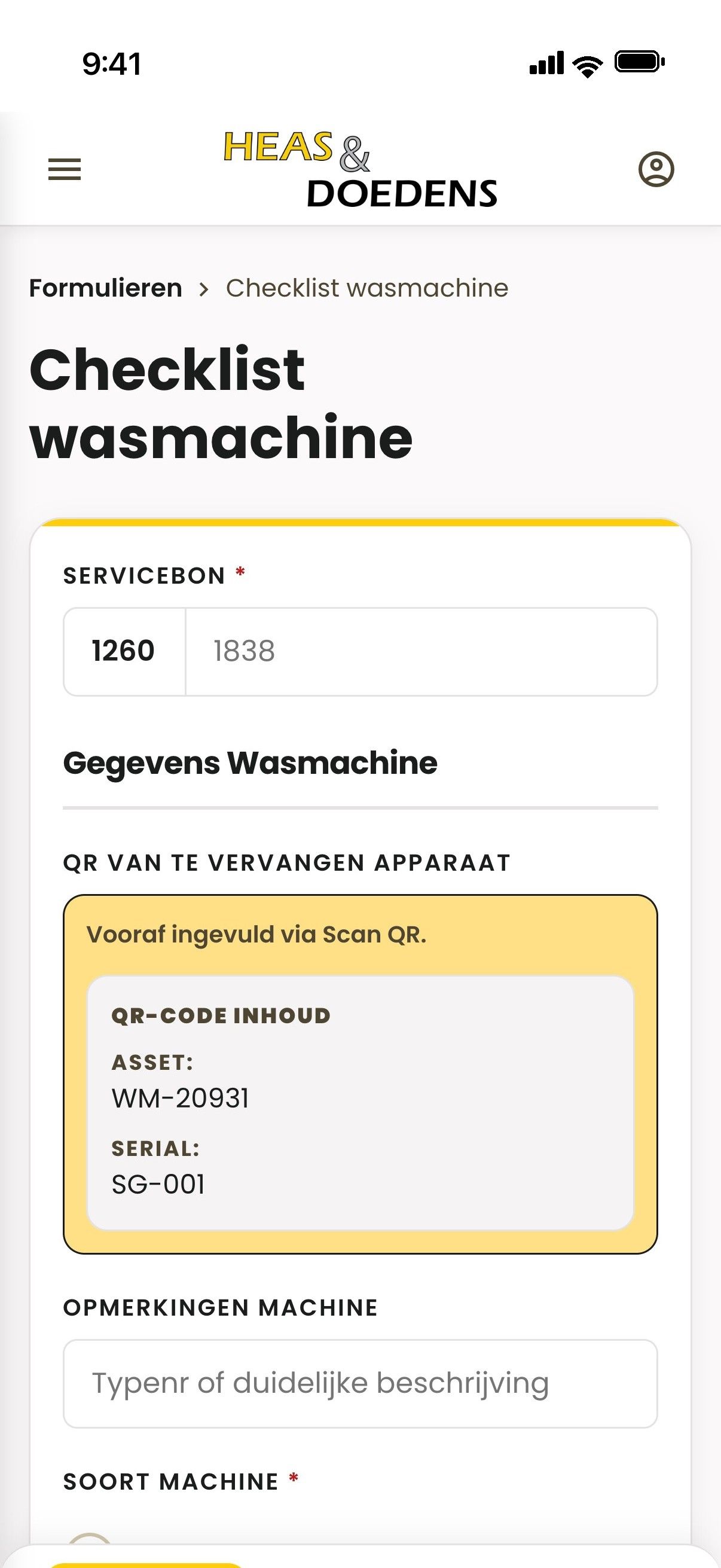 ServicePortal op een telefoon